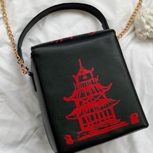 New black and red square box purse